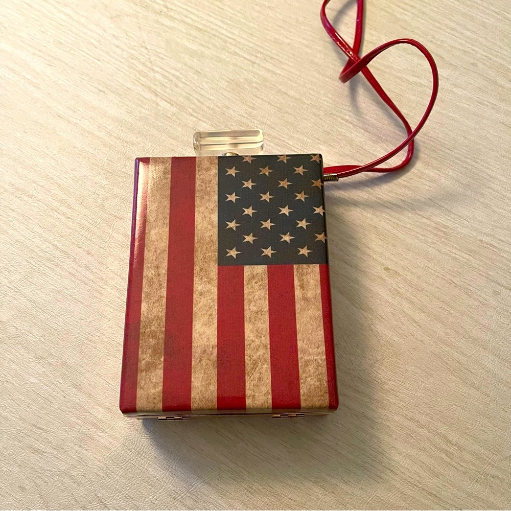 Unique Flag Purse with perfume shaped top